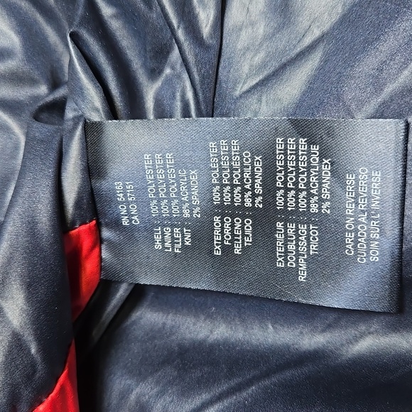 Tommy Hilfiger Wind Resistant Hooded Puffer Chevron Colorblock LG - Picture 12 of 12